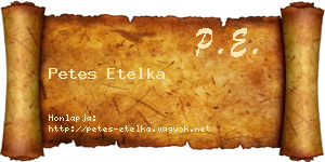 Petes Etelka névjegykártya